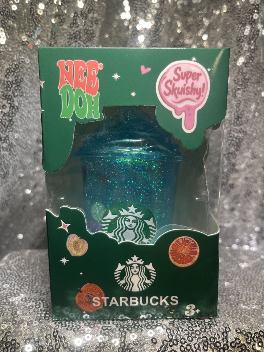 Blue glitter Nee Doh Starbucks Squishy in packaging